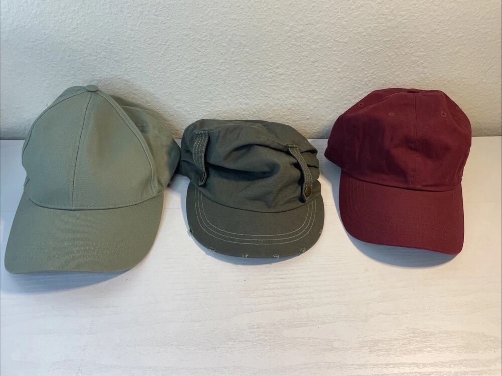 Lot of 3 Blank Plain Casual Dad Hat Baseball Cap Cadet Military Style Hats Set